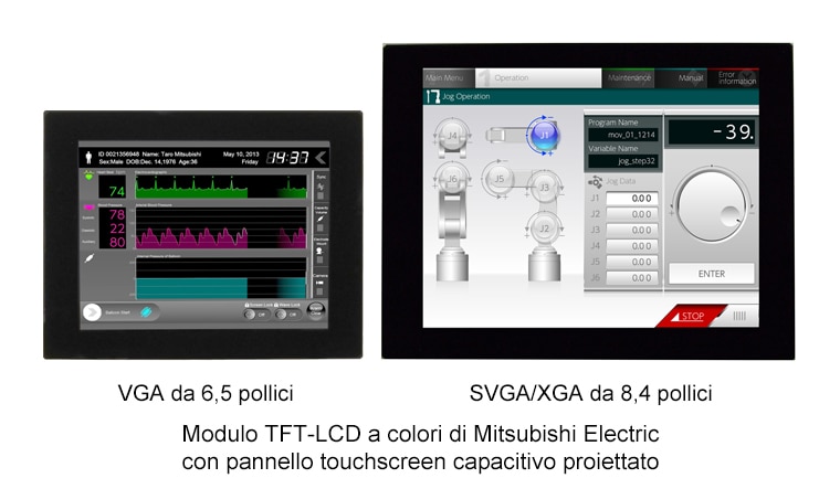 Modulo TFT-LCD a colori di Mitsubishi Electric con pannello touchscreen capacitivo proiettato